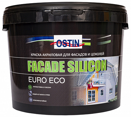 Краска акриловая для фасадов и цоколей (FACADE SILICON EURO ECO) 5 л БАЗА С (под колеровку)
